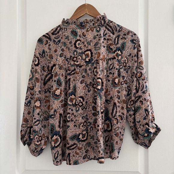 Evereve Natalia Seamed Floral Chiffon Blouse Medium - Picture 5 of 10